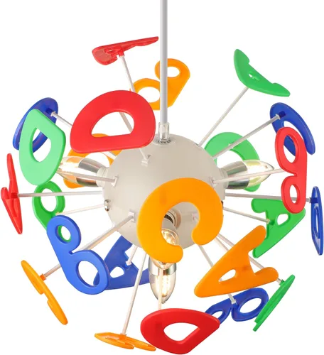 Vista 5 de Lámpara colgante decorativa para habitación de niños, luz ambiental CraftThink para niños, candelabro de letras de globo de 15.75 pulgadas de ancho