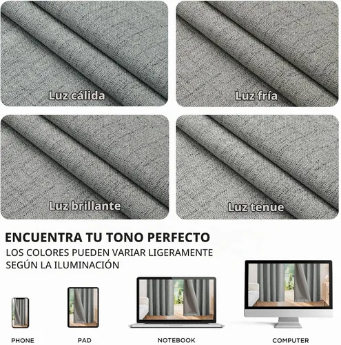 Vista 9 de Joydeco - Cortinas 100 % opacas para dormitorio, cortinas de lino natural, cortinas de bloqueo de luz con aislamiento térmico, bolsillo para barra