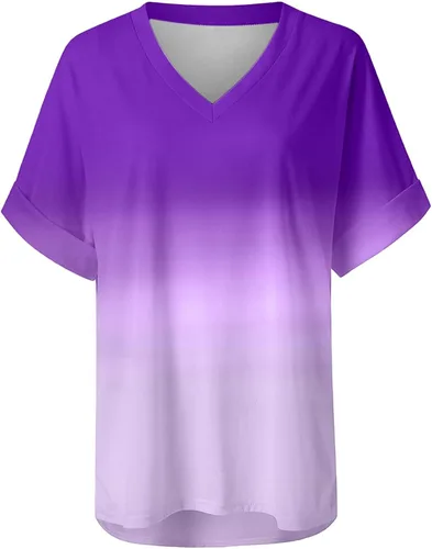 Vista 6 de Camiseta de manga corta con cuello en V para mujer, blusa holgada y holgada con estampado floral
