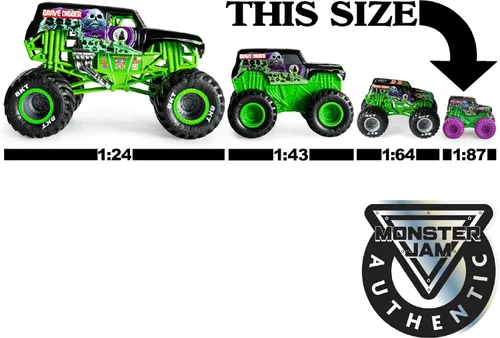 Vista 3 de Matty's Toy Stop Monster Jam Mini Mystery Collectible Monster Trucks (escala 1:87) Set de regalo para fiesta, bolsa de almacenamiento, paquete de 3