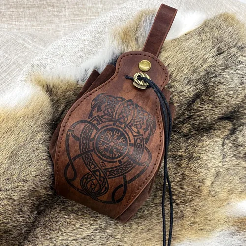Vista 7 de Riñonera para cinturón, riñonera medieval, vintage, de cuero, funda para teléfono celular, funda para cinturón, bolsillo, casual, senderismo