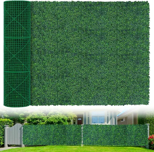 Vista 14 de Grooy Paneles de rollo artificiales de madera de boj, 40" x 120" (33.33 pies cuadrados) Pantalla de valla de privacidad con hojas de hiedra