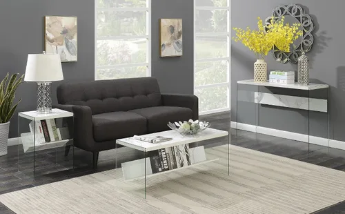Vista 5 de Convenience Concepts SoHo - Mesa de consola y escritorio, mármol blanco sintético