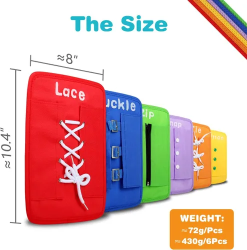 Vista 6 de YHZAN Tabla de Aprendizaje para Atar Zapatos Montessori, Tablero Sensorial Móvil, Tablero de Habilidades de la Vida para Terapia de Viaje