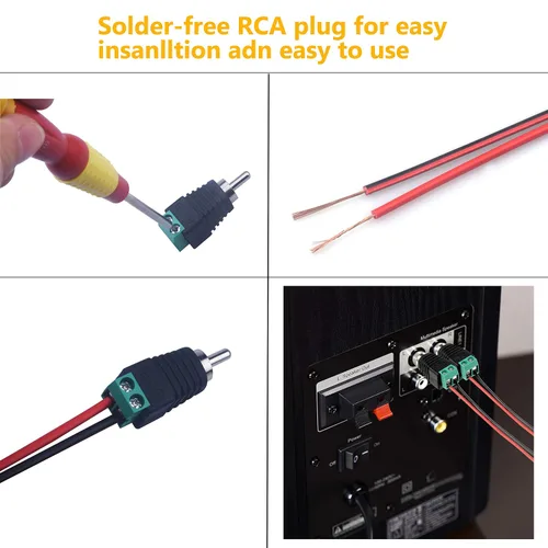 Vista 6 de Enchufes RCA para cable de altavoz, conector de terminal de tornillo RCA a AV, conector macho Phono RCA sin soldadura, convertidor sin soldadura