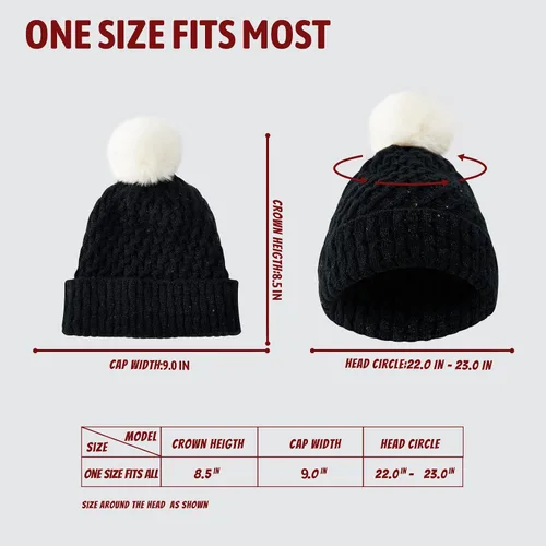 Vista 5 de zowya Gorro de punto suave cálido para mujeres y hombres, sombrero de invierno de doble cara