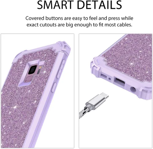 Vista 8 de Casetego Carcasa protectora compatible con Samsung Galaxy S9, robusta funda protectora, híbrida, para uso rudo, resistente a golpes, 3 capas