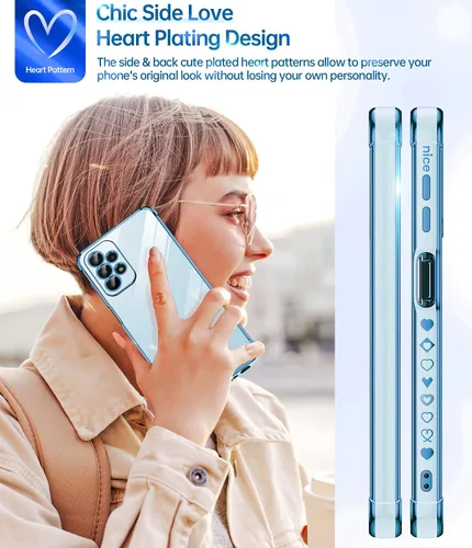 Vista 4 de LeYi Funda para A23 5G con protector de pantalla [2 piezas] + protección completa de la cámara, diseño de corazón chapado en corazón, bonita funda