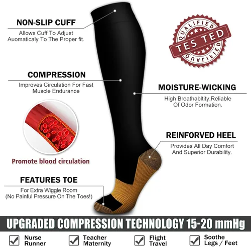 Vista 72 de Bluemaple 6 Pack Copper Compression Socks for Women and Men Circulation-Best Support for Medical, Running,Nursing,Athletic