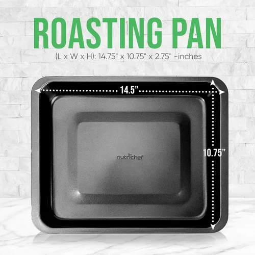 Vista 2 de NutriChef Bandeja antiadherente para hornear – Bandeja rectangular de acero al carbono de 14 x 10 pulgadas – Utensilios para hornear premium
