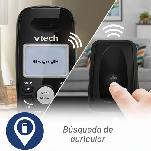 Vista 10 de VTech VG101-11 Teléfono inalámbrico con altavoz dúplex completo e identificación de llamada/llamada en espera (negro)