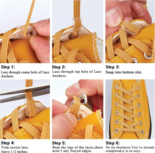 Vista 6 de VEILLEONG 2 pares de cordones elásticos sin corbata, talla única para todos los zapatos de adultos y niños