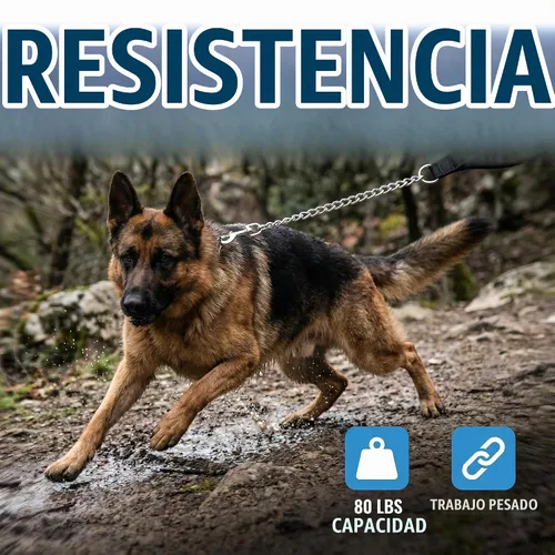 Vista 7 de Correa resistente para perro, correa de metal para perro con mango acolchado para perros grandes y medianos (4 pies x 0.118 in (0-80 libras))