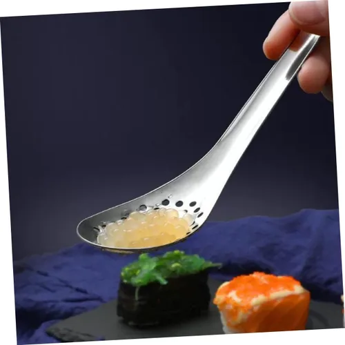 Vista 4 de Cucharas de colador de acero inoxidable con fugas de cuchara de comida ranura para restaurante