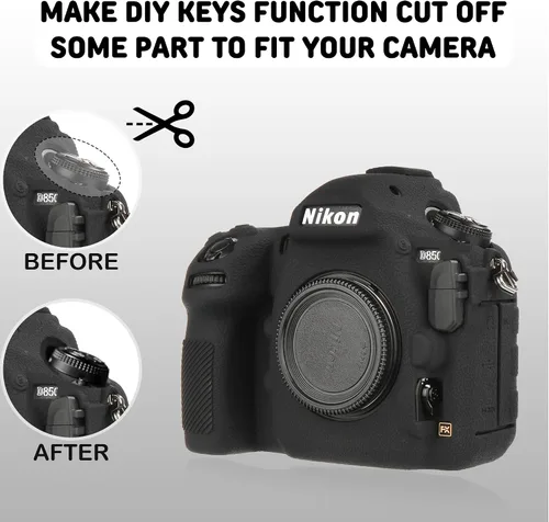 Vista 6 de Funda de cámara para Nikon D850 - Funda protectora de silicona para DSLR, jaula desmontable, a prueba de golpes, a prueba de polvo (negro)