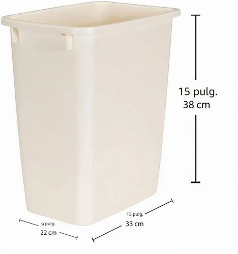 Vista 2 de Rubbermaid 21 cuartos de galón tradicional rectangular de plástico abierto papelera para cocina, baño y oficina, color bisque