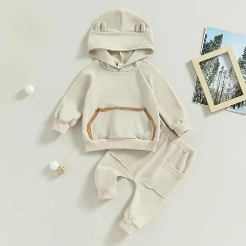 Vista 3 de Ropa de bebé niño 6 12 18 24M Conjunto de pantalones de manga larga sudadera de contraste Otoño Invierno Trajes para bebés