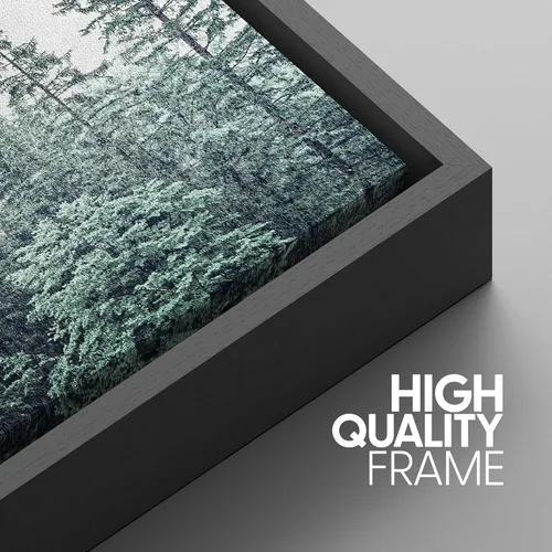Vista 5 de SIGNWIN - 3 cuadros en lienzo enmarcados, modernos, elegantes, de textura de grano, pinos de montaña con niebla y naturaleza silvestre para sala