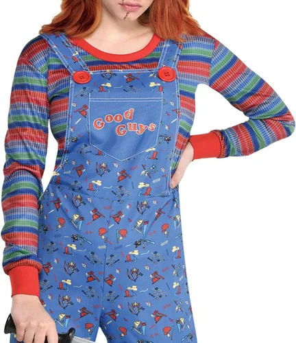 Vista 4 de Party City Chucky Disfraz de Halloween para mujer, juego infantil incluye overol