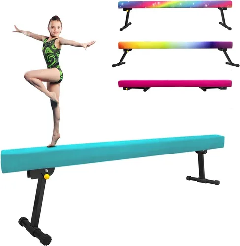 Vista 9 de GLANT - Viga de equilibrio ultrasimple ajustable y plegable de 8 pies, equipo de gimnasia de suela de piso alto y bajo, sin necesidad