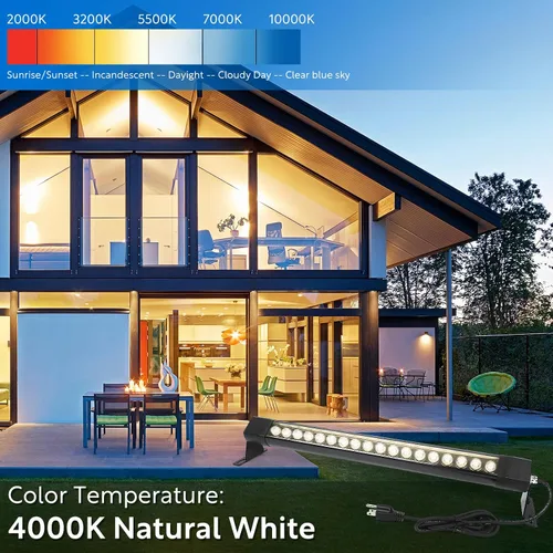 Vista 2 de HNRLOY Paquete de 2 lámparas de pared de 36 W, 4000 K, luz blanca natural para pared, 2 pies, 120 V, barra de luz LED lineal para exteriores