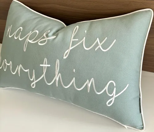 Vista 2 de EURASIA DECOR Naps Fix Everything - Funda de almohada lumbar decorativa bordada para énfasis - Sala de estar, sofá, silla, patio, coche, balcón