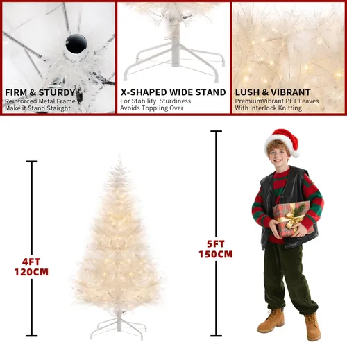 Vista 3 de Árbol de Navidad de 4 pies con luz, árbol de Navidad artificial