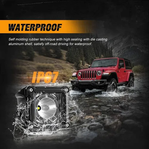 Vista 4 de Auxbeam 3 pulgadas LED cubo luz Pods Spot Beam+DRL 2 modos LED barra de luz