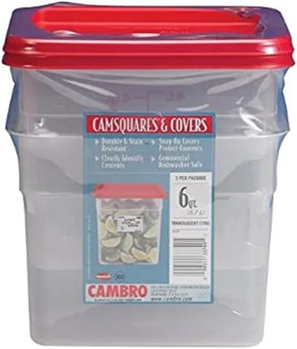 Vista 2 de Cambro Juego de 3 recipientes cuadrados de almacenamiento de alimentos con tapas, 2 cuartos de galón