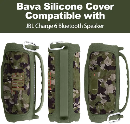 Vista 30 de Funda de silicona compatible con JBL Charge 5 Altavoz Bluetooth portátil impermeable (Cubierta de silicona negra)