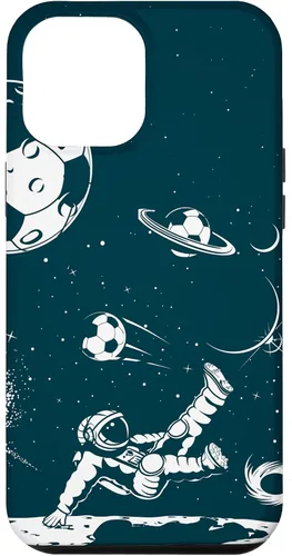 Vista 25 de Funda para iPhone 16 para teléfono de fútbol, amante del fútbol, jugador de fútbol espacial, funda de astronauta