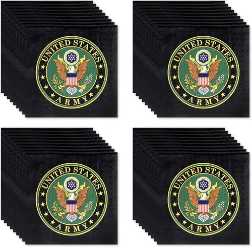 Vista 9 de Servilletas de almuerzo del ejército de los Estados Unidos (32 piezas) 32 servilletas Lg. del ejército de Estados Unidos impresas en el sello