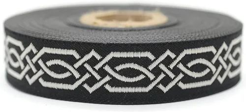 Vista 17 de Carrete de 10.9 yardas 0.79 pulgadas de ancho azul celta Claddagh bordado Jacquard Ribbon 20272