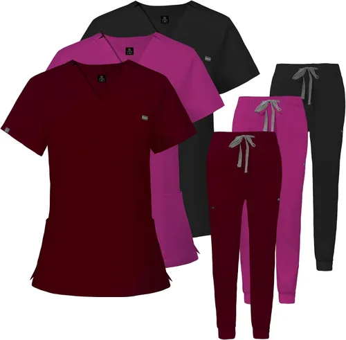 Vista 6 de VIAOLI Conjunto de ropa quirúrgica para mujer, conjunto de camiseta médica y pantalón deportivo, ropa de trabajo, clínico moderno, traje atlético