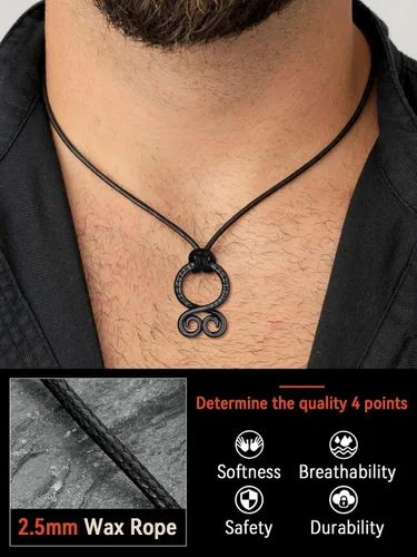 Vista 2 de FaithHeart - Collar de runa vikinga nórdica con cadenas ajustables de cueroacero inoxidable trenzadas para hombres y mujeres, regalo de joyería