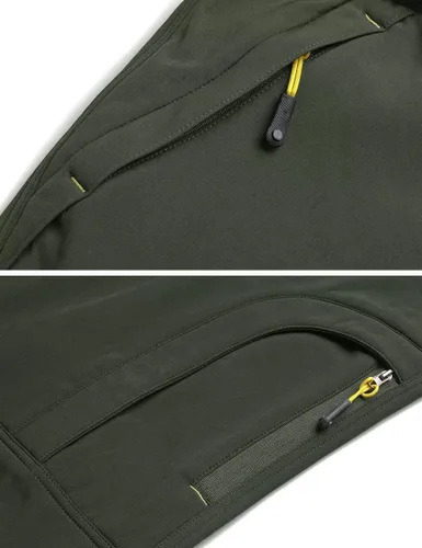 Vista 7 de MAGCOMSEN Pantalones de invierno para hombre, 5 bolsillos con cremallera, pantalones de esquí para nieve, con forro polar, resistentes al agua