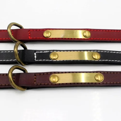 Vista 4 de Juego de collar y correa de cuero personalizado para cachorros con placa de nombre acolchada suave grabada, personalizable, resistente, grueso
