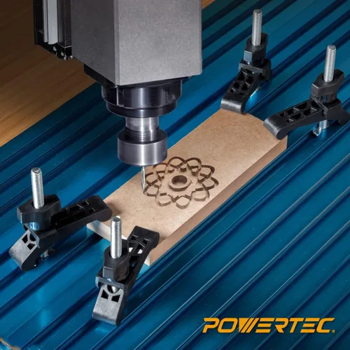 Vista 6 de POWERTEC Abrazaderas de sujeción de riel en T con pernos de riel en T de 3-1/2' para máquina CNC, trineo de sierra de mesa, prensa de taladro, banco