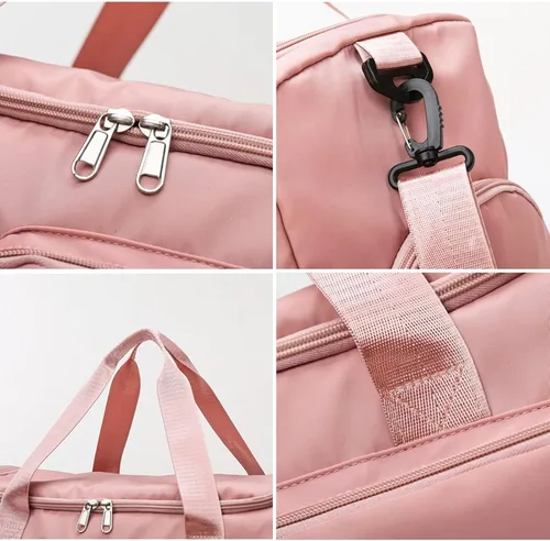 Vista 6 de Bolsa deportiva de gimnasio con compartimento para zapatos, bolsa de viaje con bolsillo separado seco húmedo para hombres y mujeres, bolsa de noche