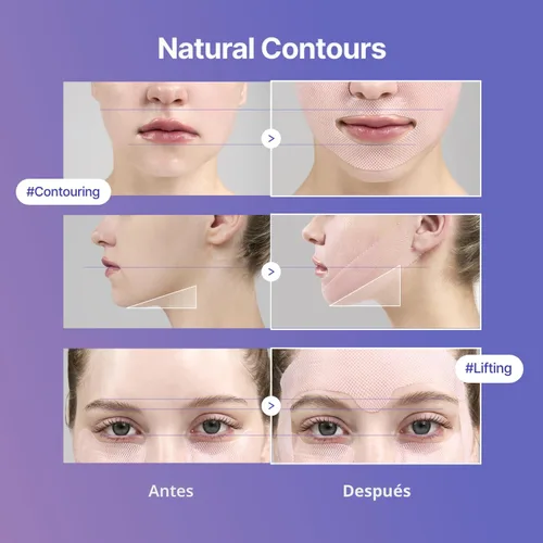 Vista 2 de Tension Up Mask - Máscara facial de colágeno coreano - Máscara de elevación de línea V - Hidratante, reafirmante y aprieta la piel para un contorno