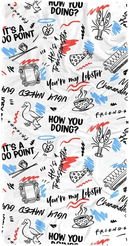Vista 8 de LOGOVISION Toalla de playa con licencia oficial de Friends Food Pattern de 30 x 60 pulgadas
