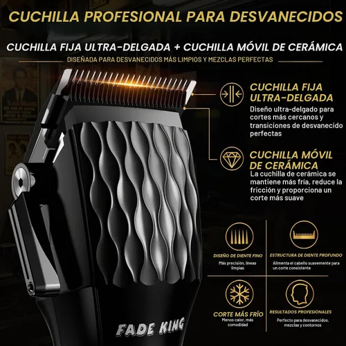 Vista 2 de FADEKING® - Juego de cortapelos y recortadoras inalámbricas para hombre Negro
