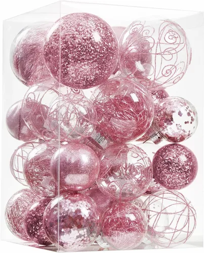 Vista 12 de Wironlst Adornos de bola de Navidad inastillables de plástico transparente grande, juego de bolas decorativas con relleno delicado