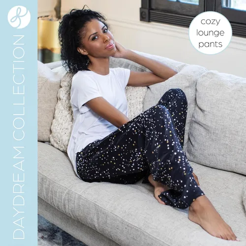Vista 6 de Hello Mello Signature Lounge Pants - Pantalones de pijama suaves para mujer, cintura elástica, cordón