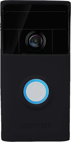 Vista 5 de Carcasa de silicona compatible con timbre de anillo, vídeo (1ª generación), diseño de campana de tu puerta con cristal solar, protección UV y White