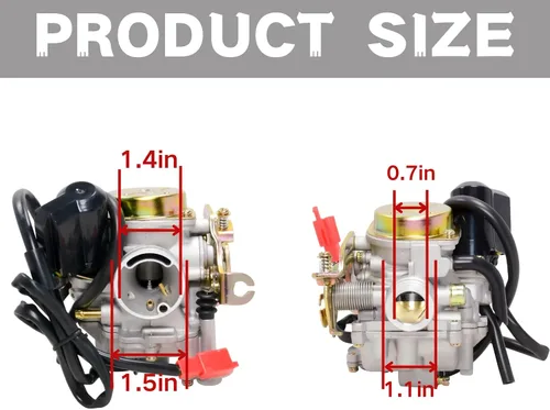 Vista 4 de GY6 50CC Carburador para 49CC 50CC 139QMA 139QMB Scooter de 4 tiempos, ciclomotor, motor Taotao, PD18J, ciclomotor, ATV, Go Kart, Quads, Buggy