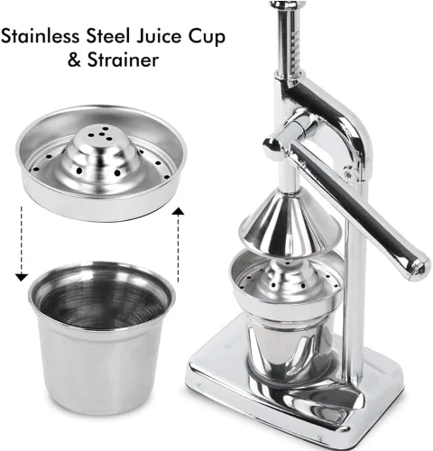 Vista 6 de Exprimidor manual de hierro fundido, exprimidor manual de hierro fundido resistente, máquina trituradora para jugo de naranja de limonada fresca