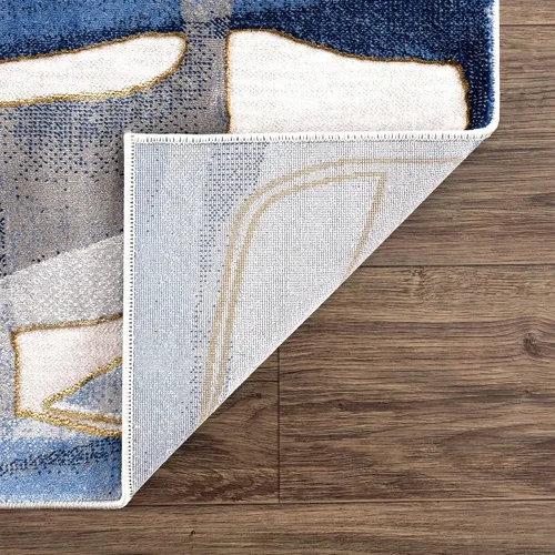 Vista 7 de Abani Rugs Regal REG130A - Alfombra lavable con círculos asimétricos, color azul y gris