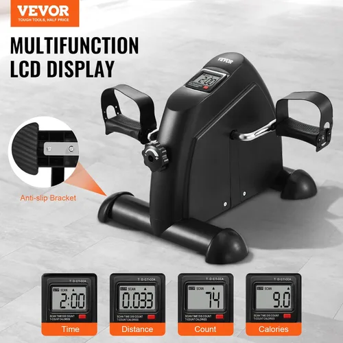 Vista 2 de VEVOR Ejercitador de pedal de bicicleta para debajo del escritorio, mini bicicleta estática para ejercicio de brazos/piernas, ejercitador de pedal