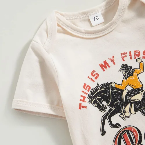 Vista 5 de SAYOO Body Occidental para Bebés Niñas y Niños, Ropa de Vaquero Country Vaquera Divertido Adorable Creeper de Una Pieza Body para Bebés